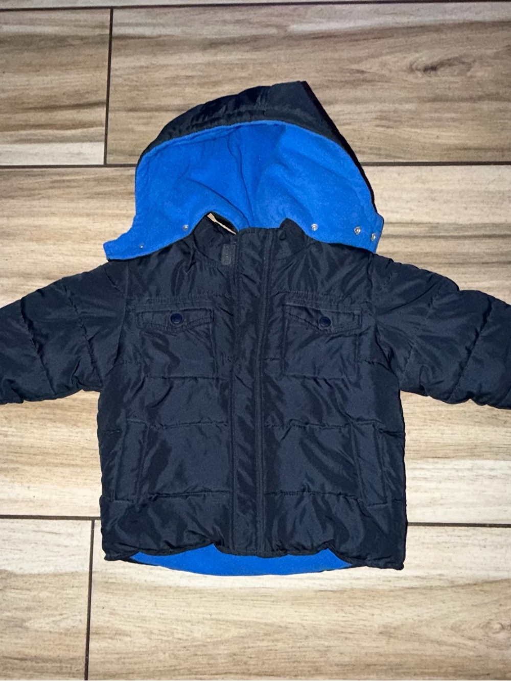 Old Navy Puffer Jacket with Bright Blue Hood Lining